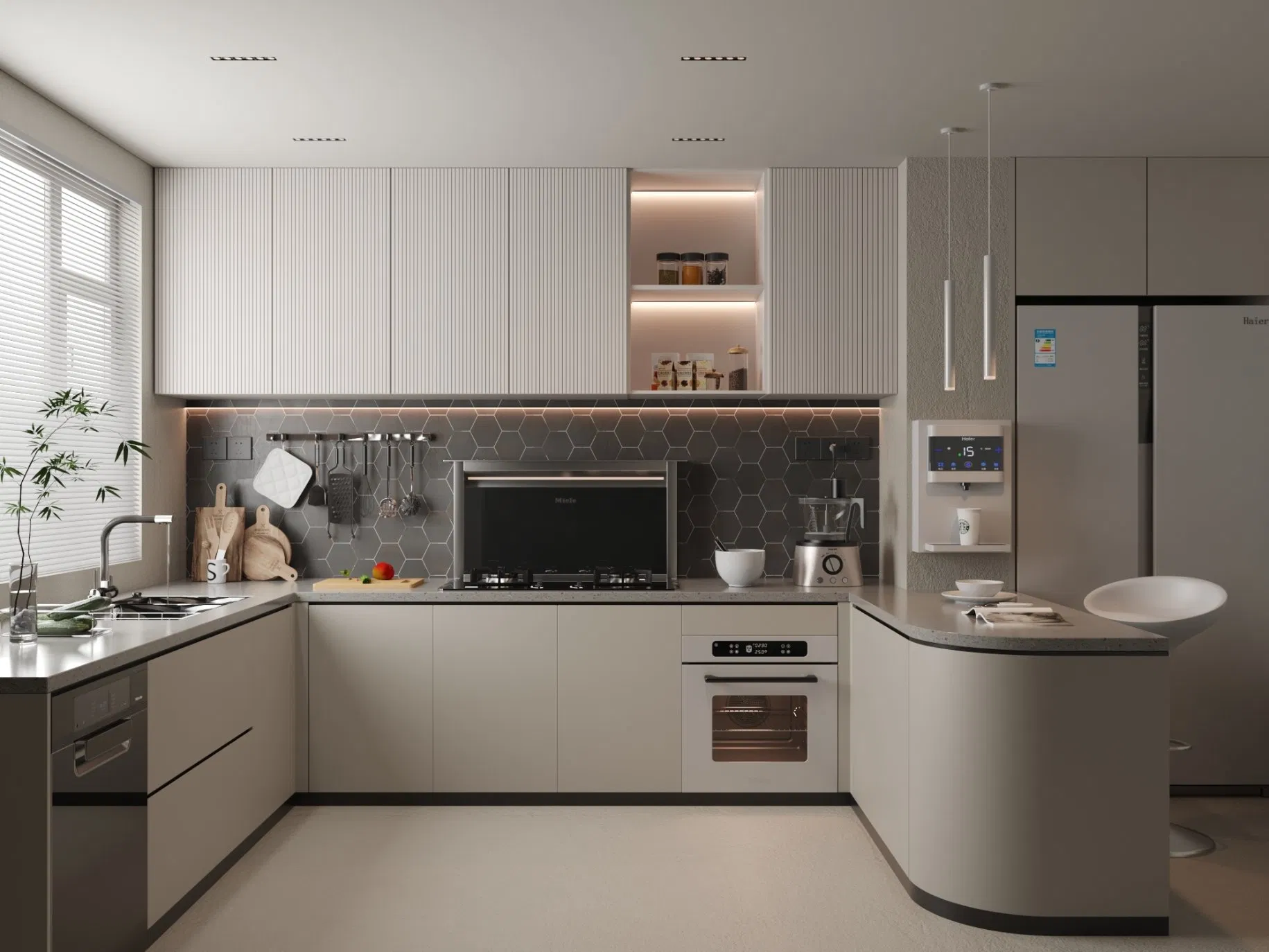 High End Free Whole House Custom Design Modern Modular Luxury L Shaped MDF Flat Pack Home Kitchen Cabinet