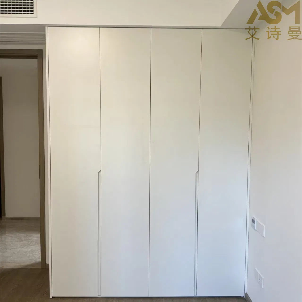 Wood Wardrobe Sliding Door Clothes Closet with Closet System PVC Wardrobe Bedroom Wooden Furniture Closet