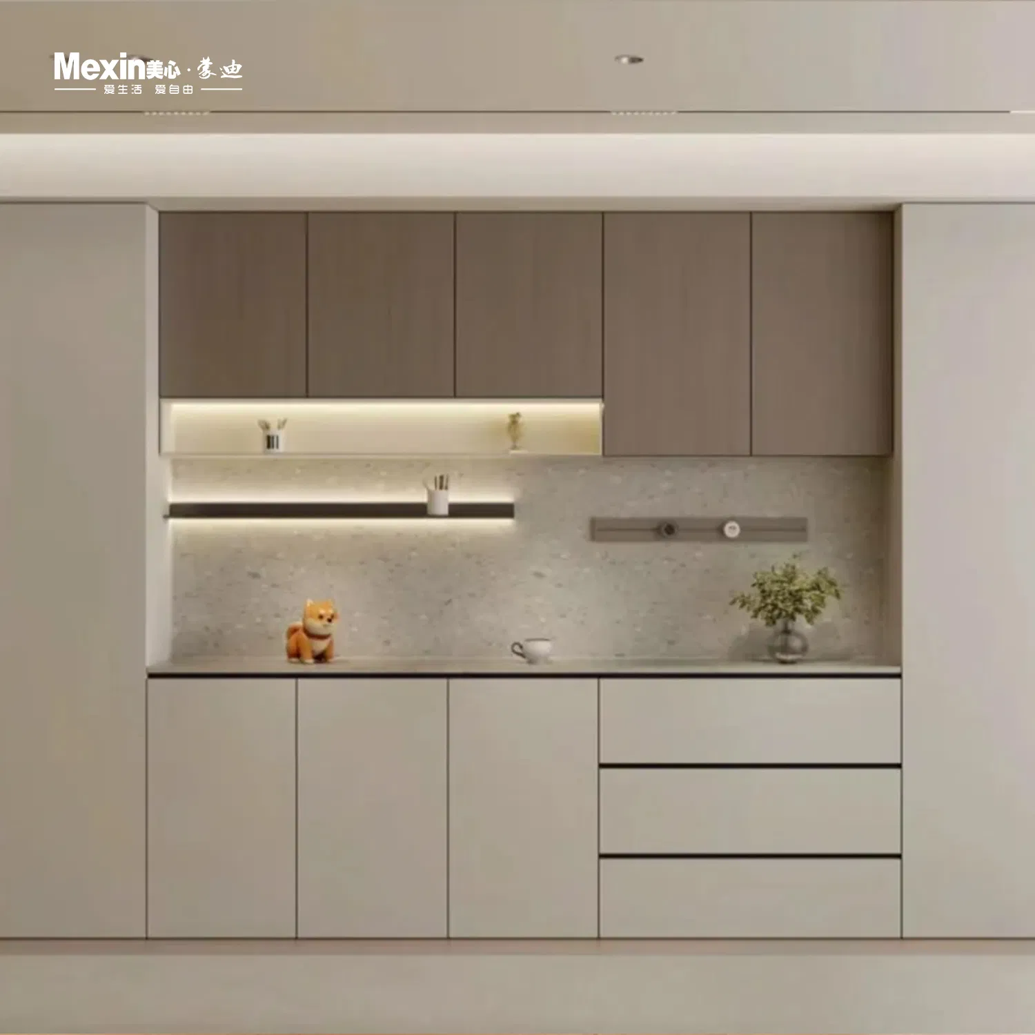 Mexin Wholesale Customized Storage Cabinet Modern Style White Color Matte Lacquer Finish Luxury Noble Kitchen Cabinets Kitchen Furniture