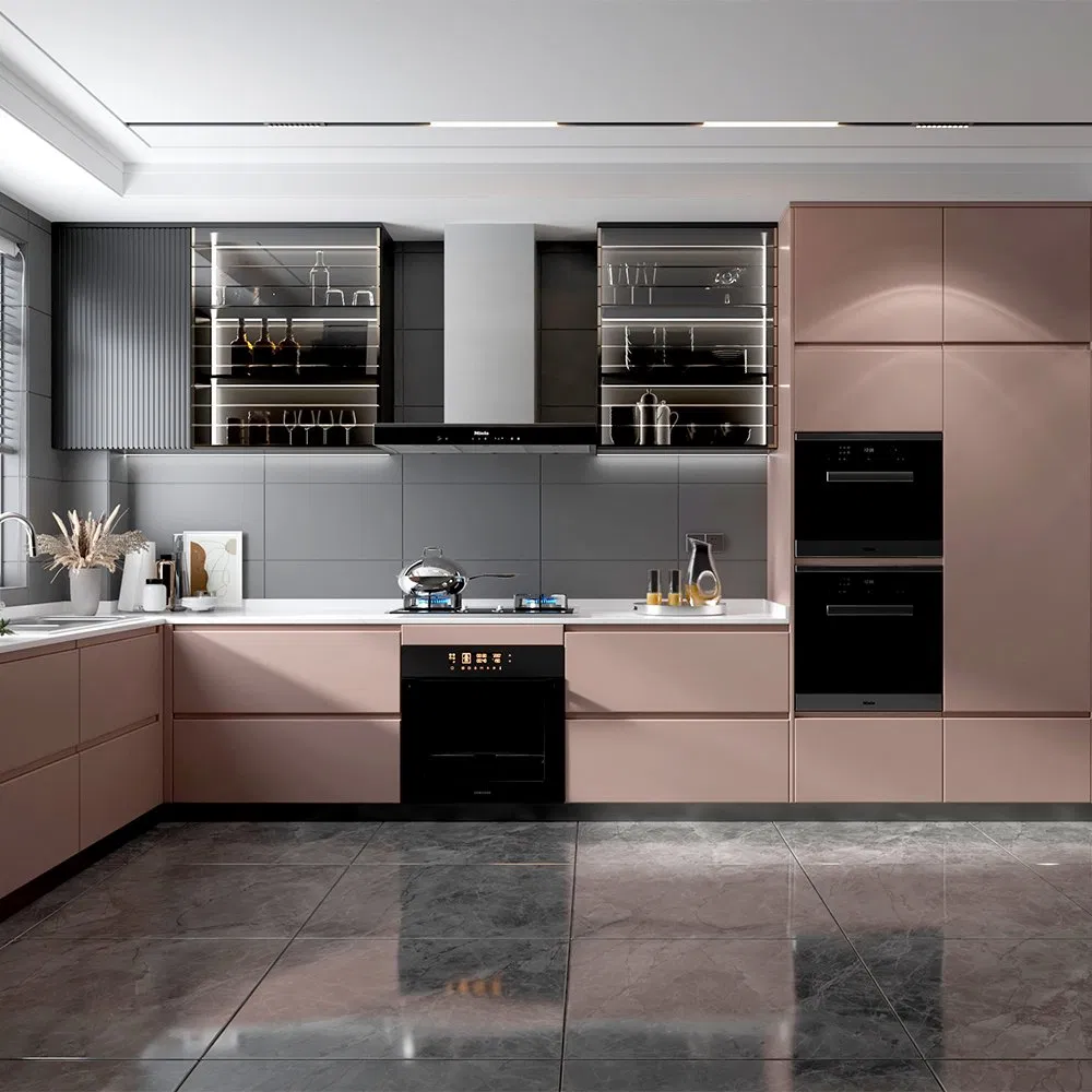 Modern Design Custom Furniture Small Full White L Shaped Melamine Kitchen Cabinets