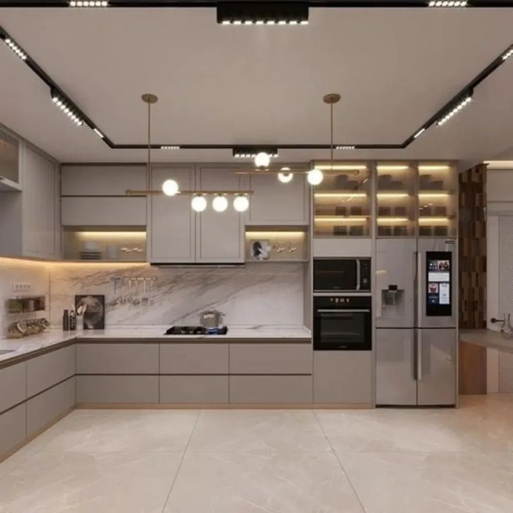 Custom Modern Kitchen Cabinet High Gloss Lacquer Kitchen Cabinet Modular Kitchen Cabinet with Island Solid Wood Kitchen Cabinet