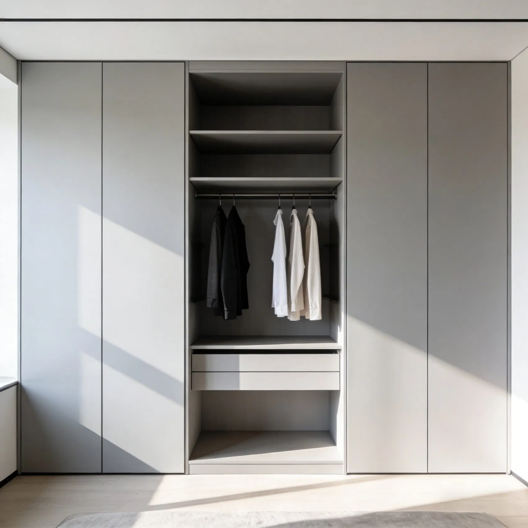 Modular Wardrobe Closet System with Flexible Interior Storage