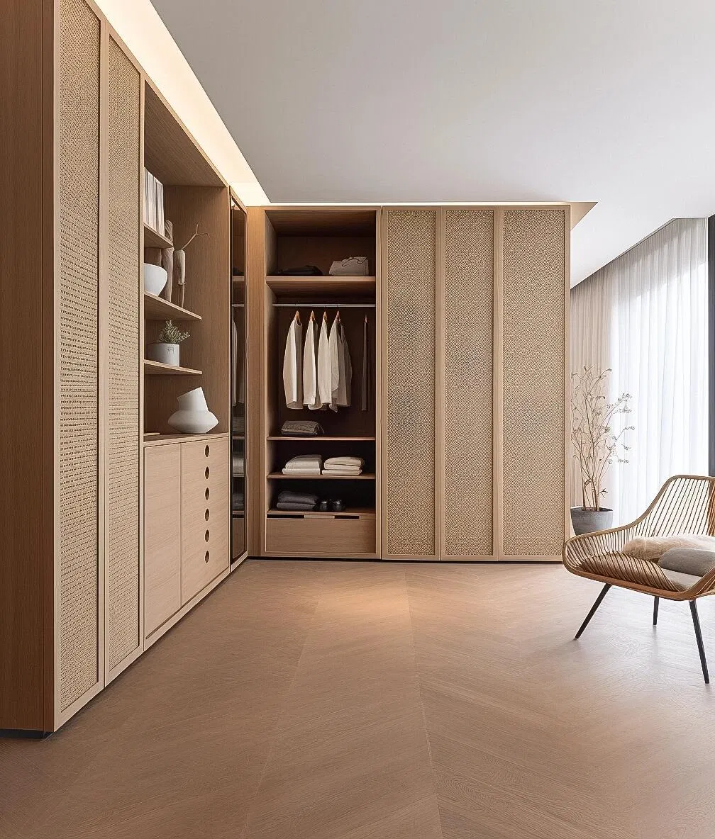 2025 Custom Luxury Modern Walk in Closet Wardrobe Systems Design Wood Bedroom Cupboards for Bedroom Open Wardrobe