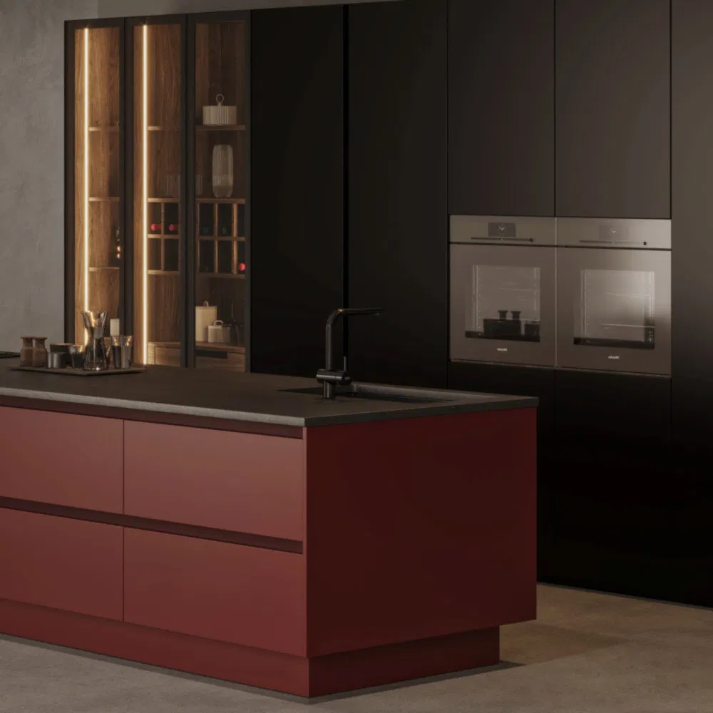 Water and Moisture Resistant Aluminum Frame Glass Door Kitchen Cabinet for Fully Furnished Residences