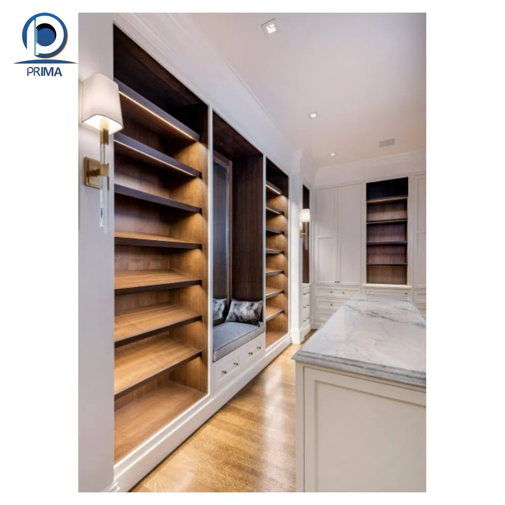 Glass Door Wooden Wardrobe Shelving Bedroom Wall Closet Systems Custom Walk in Closet Wooden Wardrobe