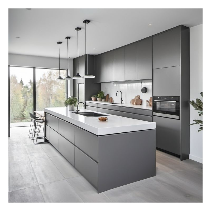 Stylish Matte Melamine Finish for Contemporary Kitchen Cabinets