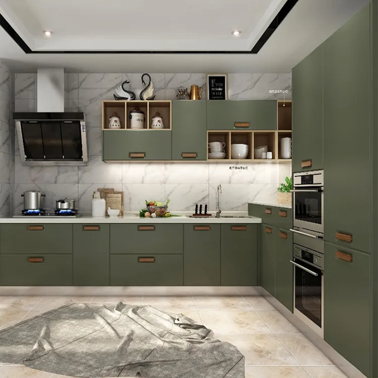 Factory Price Moisture-Proof Metal Frame Cabinets Modern Black Waterproof Aluminum Profiles Kitchen Cabinet Designs