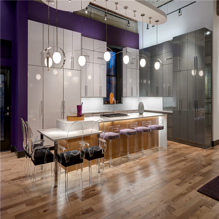 Customized MDF Board White Matte Kitchen Cabinets with Lacquer Finish