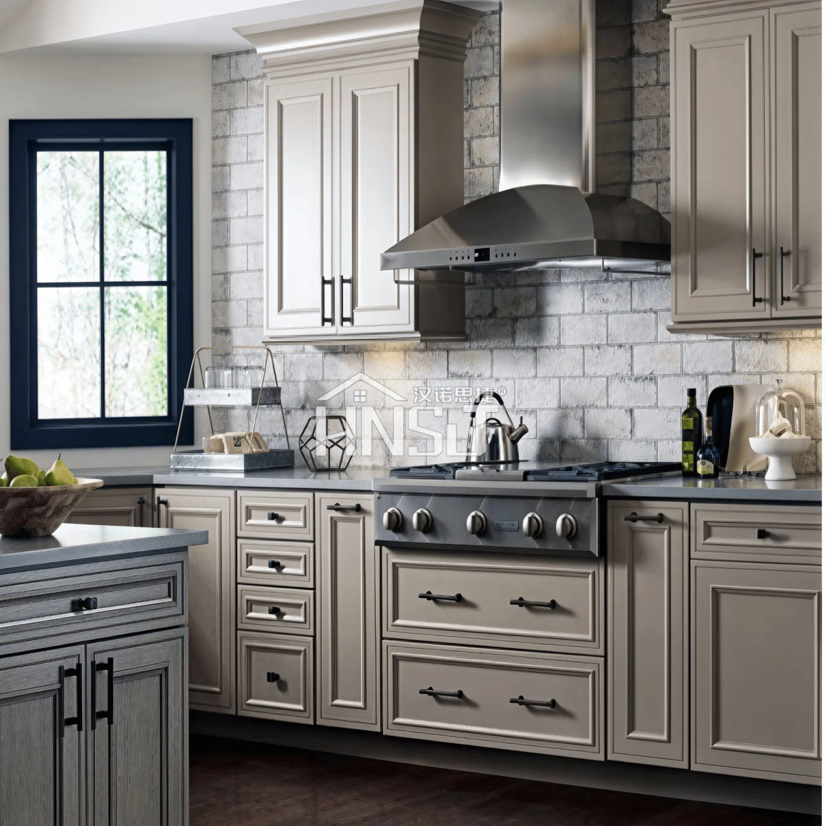 Customized High Gloss Kitchen Furniture Modern Kitchen Cabinet Solid Wood Modular Design Foshan Cupboard Set Outdoor Storage PVC Green Ready to Assemble Cabinet