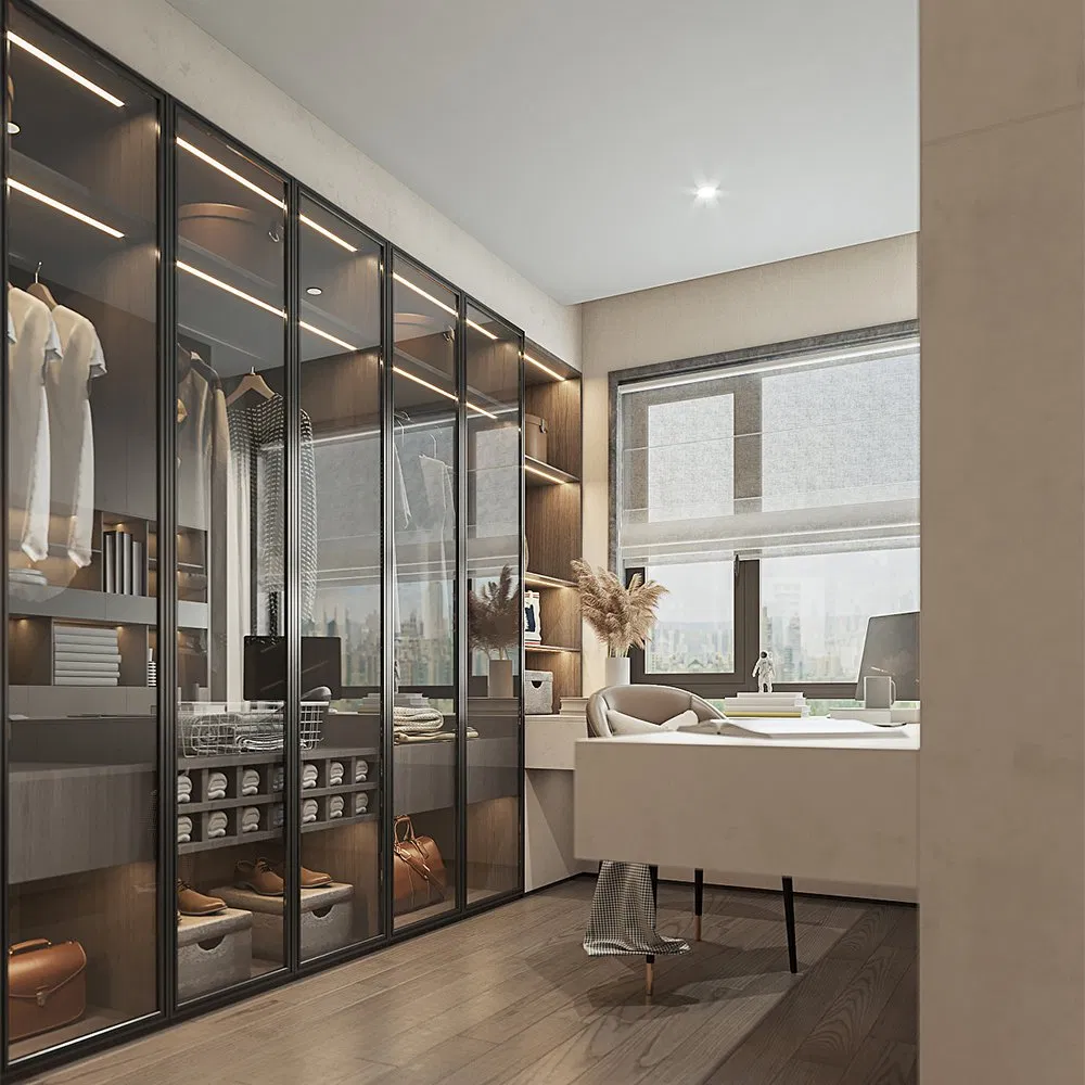 Modern Cabinet Wardrobe with Mirror Hinged Door Cheap Wholesale Furniture