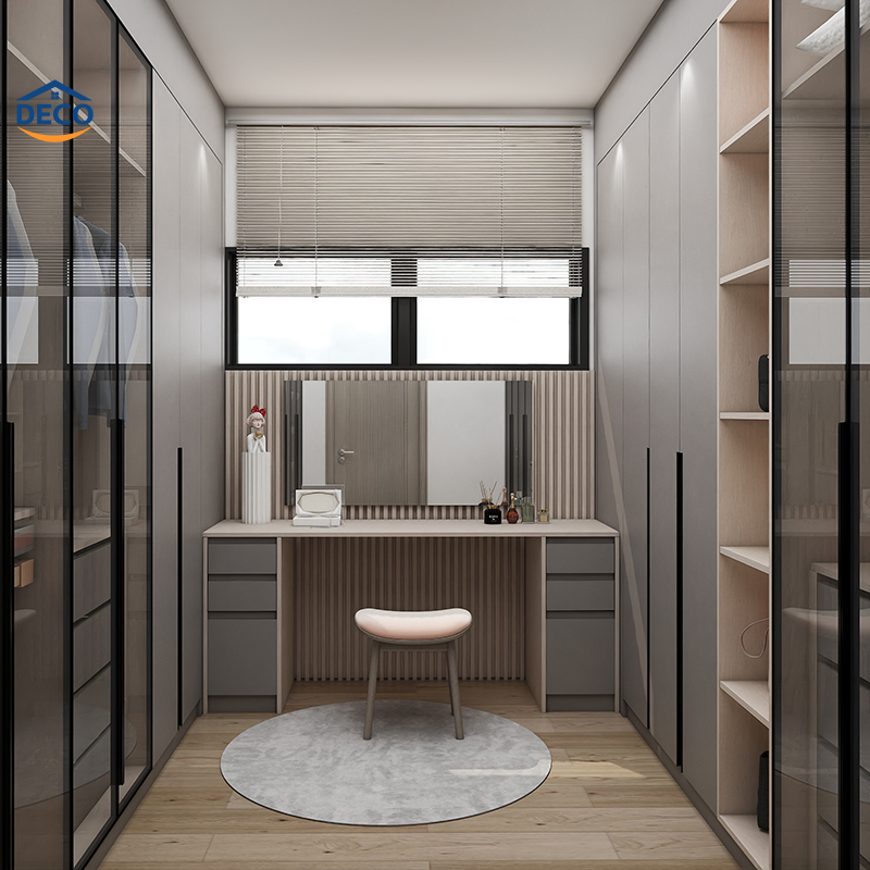 MDF Modern Design Modular Mirrored Sliding Door Soild Wood Cupboard Wardrobe Hinged Door Mirrored Wardrobe in Multiple Sizes and Colors