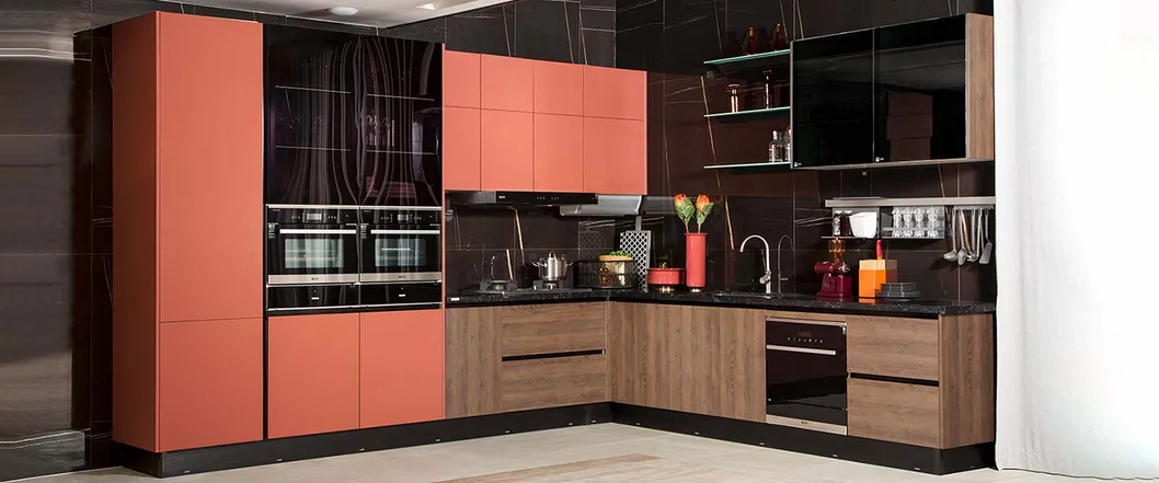 Contemporary L-Shaped Kitchen Cabinets
