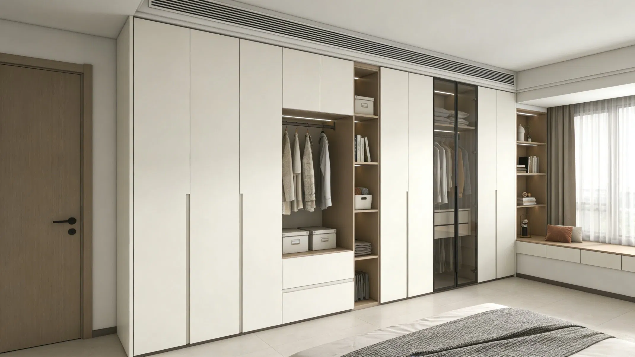 Modular Wardrobe System for Bedroom Custom Size MDF Furniture