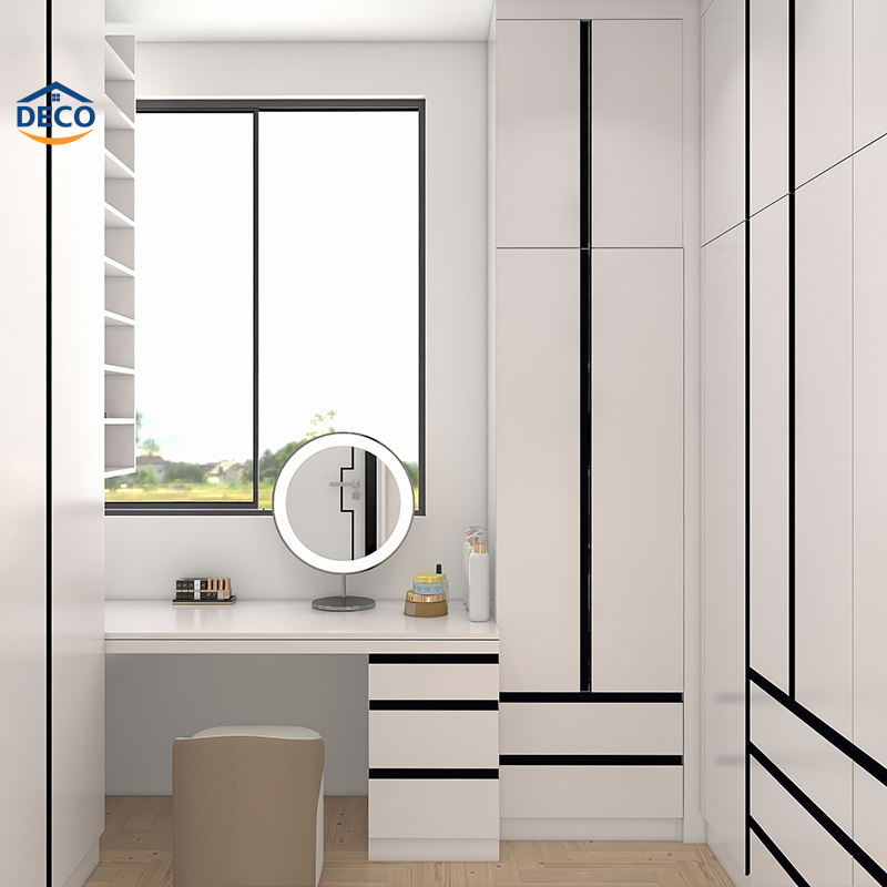 MDF Modern Design Modular Mirrored Sliding Door Soild Wood Cupboard Wardrobe Hinged Door Mirrored Wardrobe in Multiple Sizes and Colors