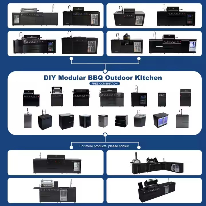 Stylish Outdoor Kitchen Cabinets with Kamado Joe Grill Island