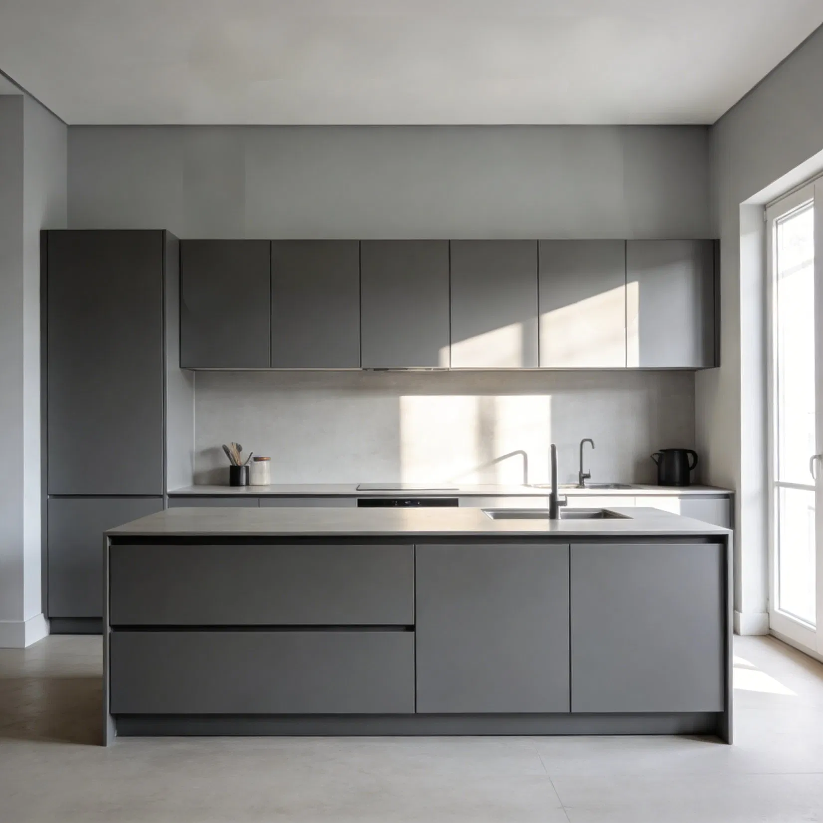 Custom Melamine Kitchen Cabinet System with Matte Finish Options