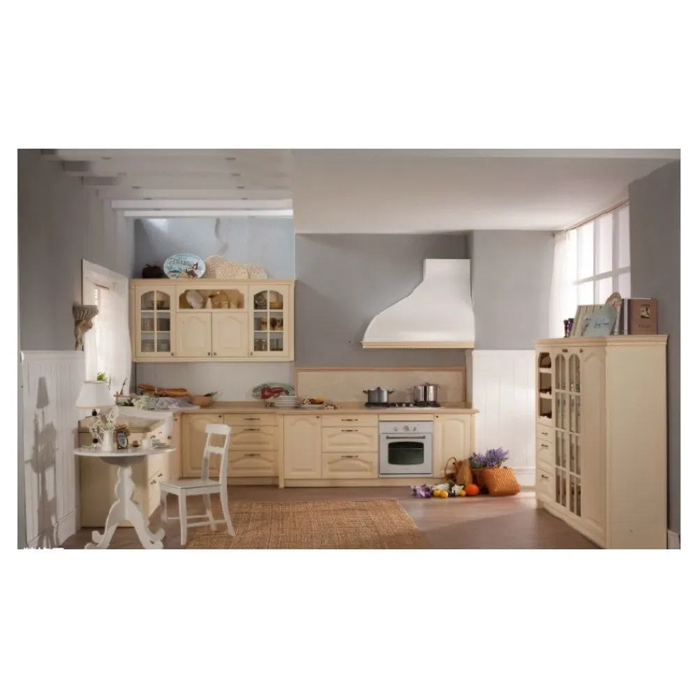 Direct Sale Modern New Home Furniture White Lacquer Finish Handleless Design Kitchen Cabinets with Kitchen Island Basic Customization