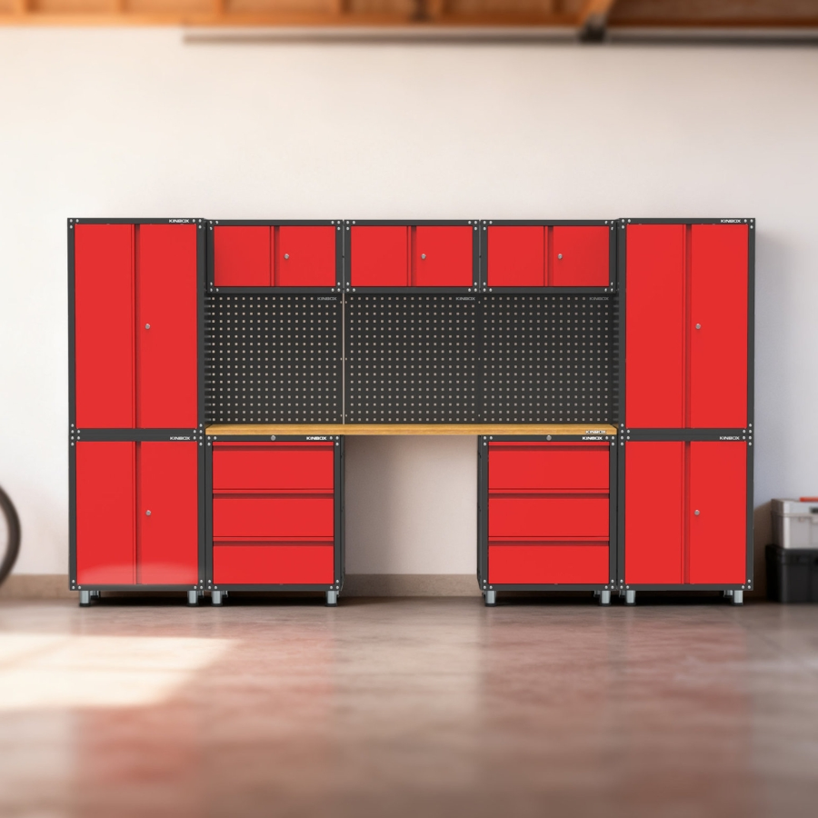 Modular Kinbox Combinations Garage Storage Unit with Base and Wall Cabinets