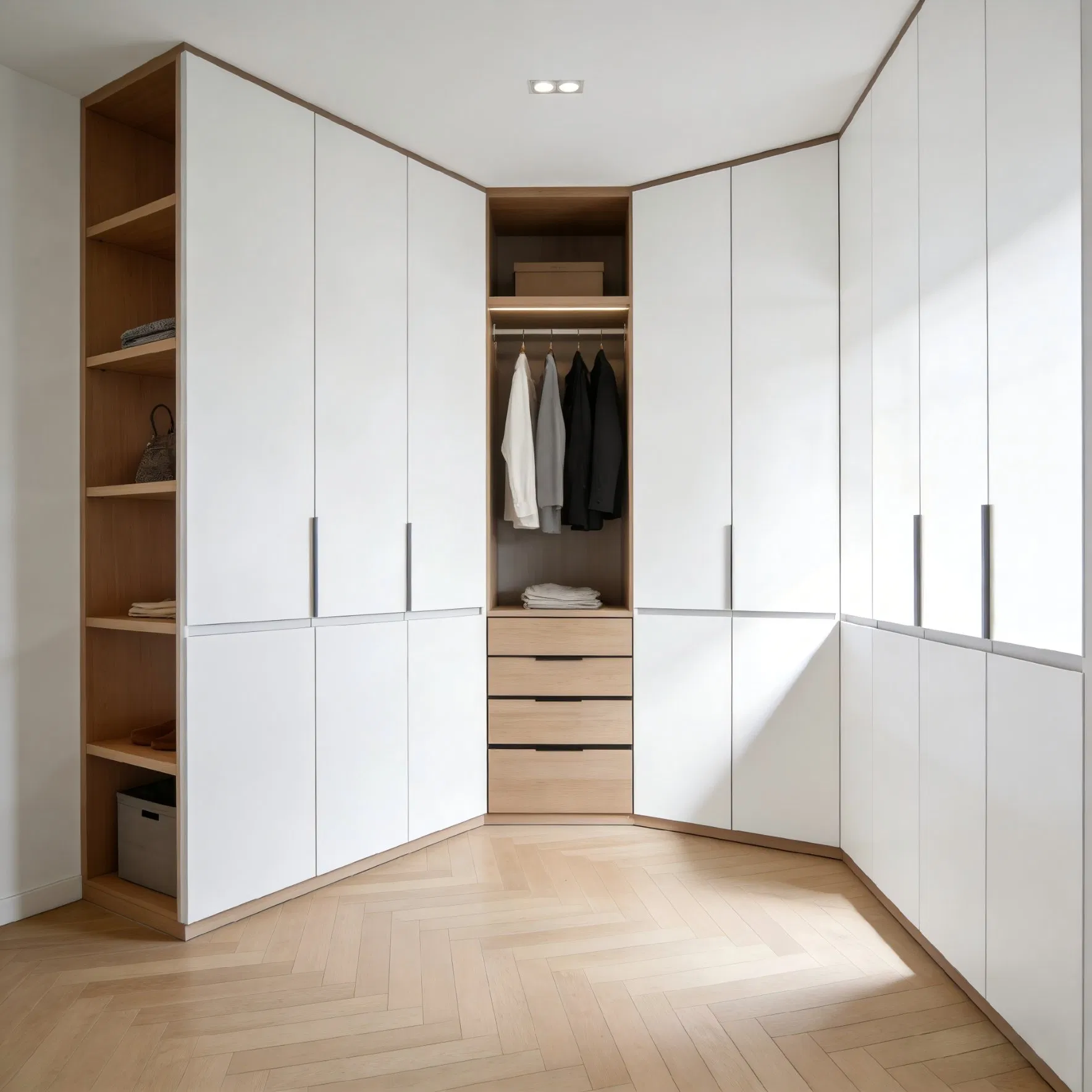 Walk-in Closet System with Melamine Finish and Aluminum Frame Structure