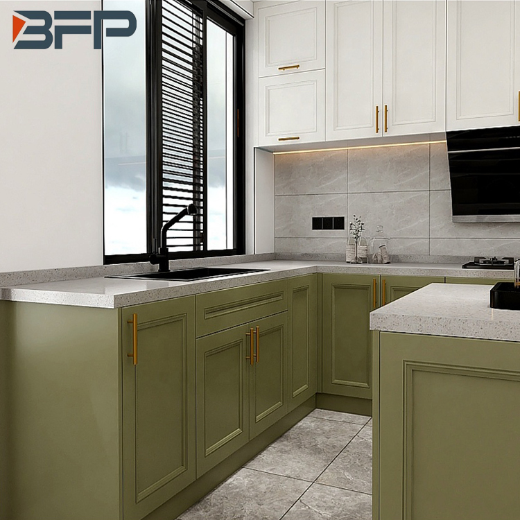 Modern Kitchen Furniture Flat Pack Matte Finish Lacquer Kitchen Cabinets