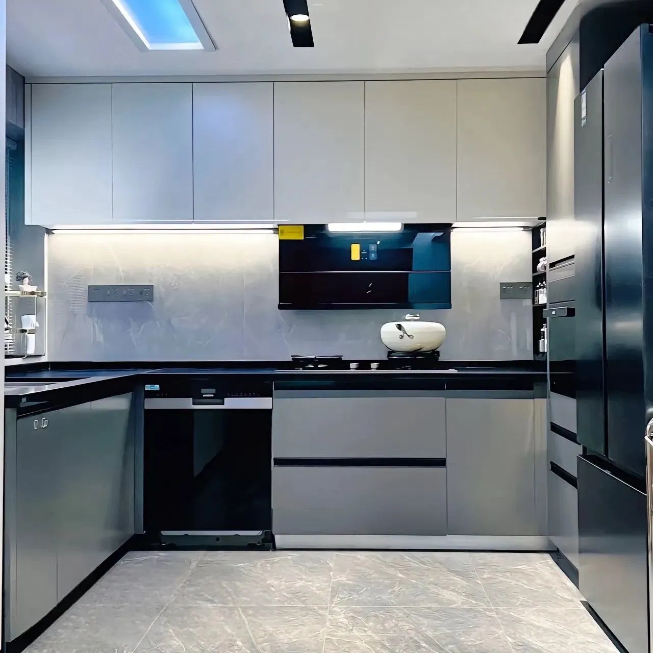 Matte Finish Modular Modern Kitchen Cabinet Aluminum Unit Wooden Furniture Home Set