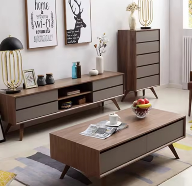 Modern Design Solid Wood Modular TV Cabinet Home Storage