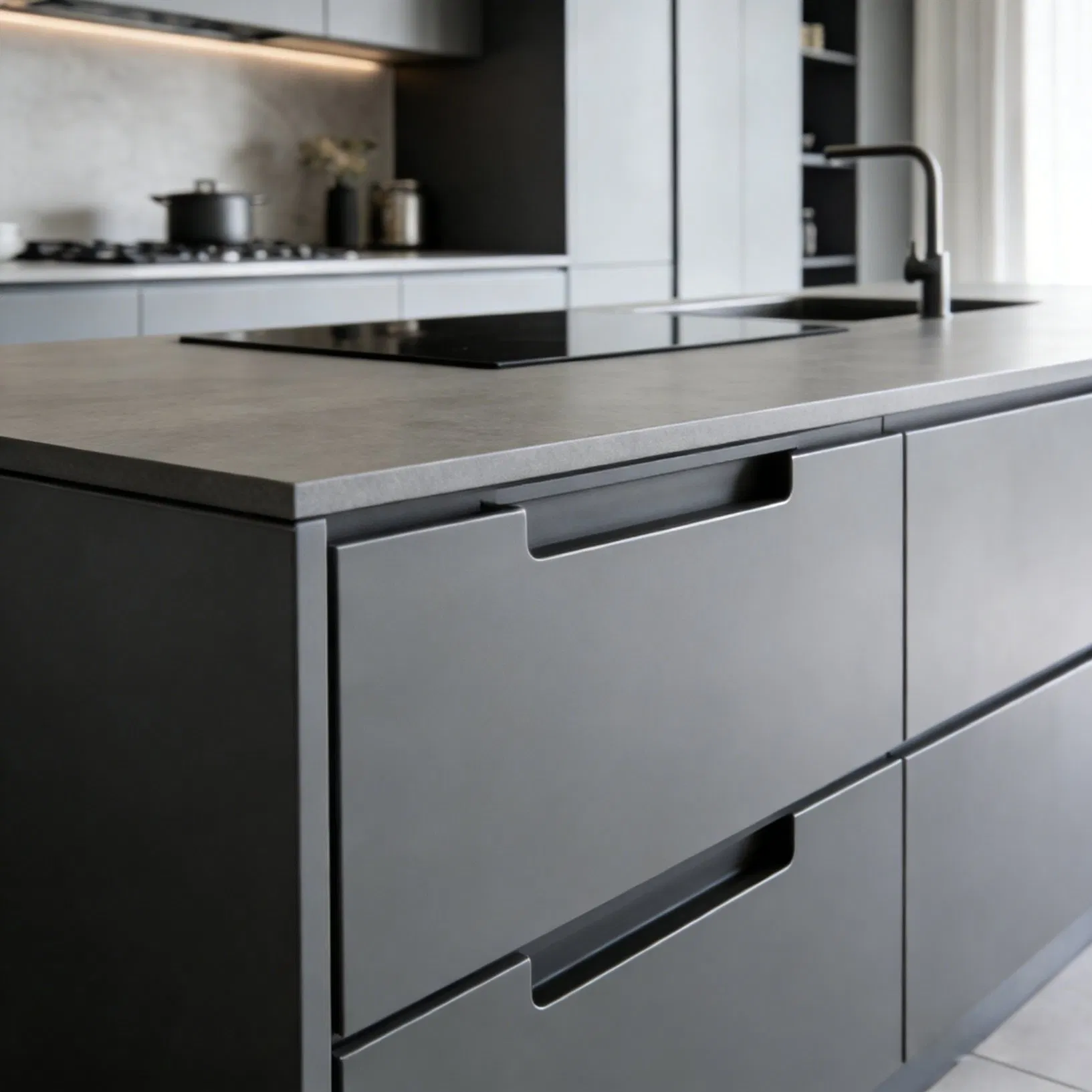 Custom Melamine Kitchen Cabinet System with Matte Finish Options