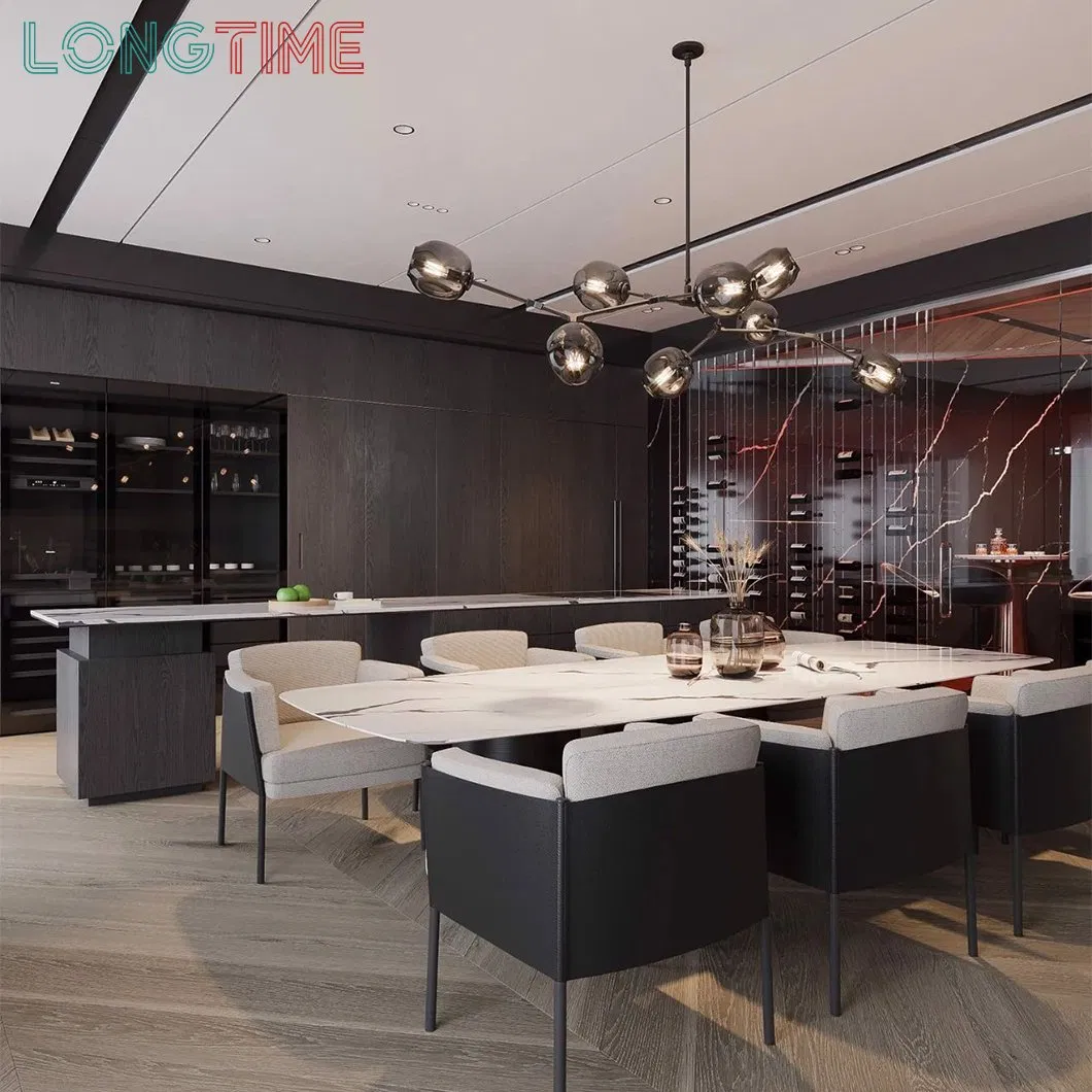 Customize Handleless Design Wood Grain Door Furniture Kitchen Cabinets