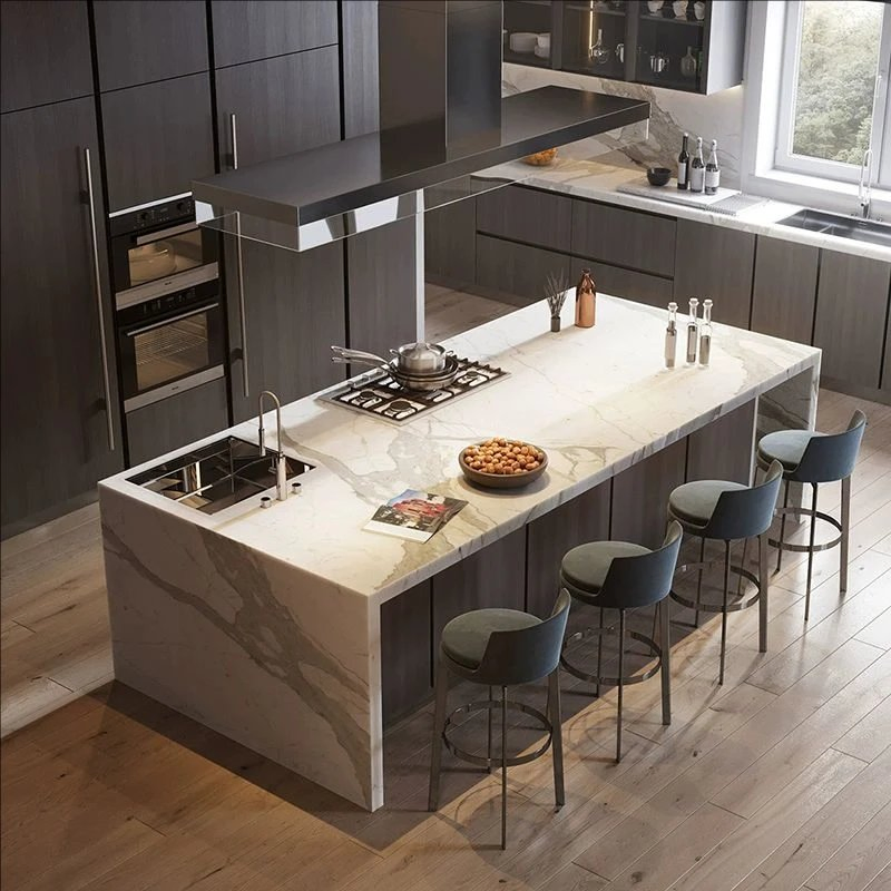 Modern Design Melamine Laminated Finish Wood Grain and Lacquer Finish MDF Handleless Kitchen Cabinet for Homeowner and Builder