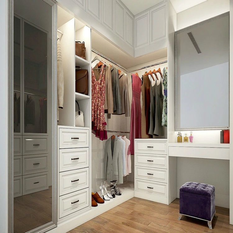 Sliding Door System Plastic LEDs Wardrobe with Box