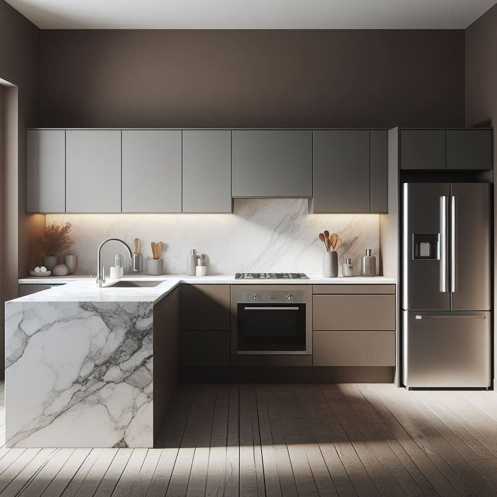 Chinese Guangdong Foshan Modern Cozinha Cocina Wood Modular Kitchen Cabinet with Island