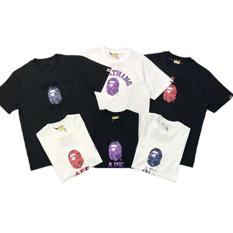 Camiseta Casual Gráfica de Algodão para Homens Bapes Moda de Rua Atacado OEM Personalizado