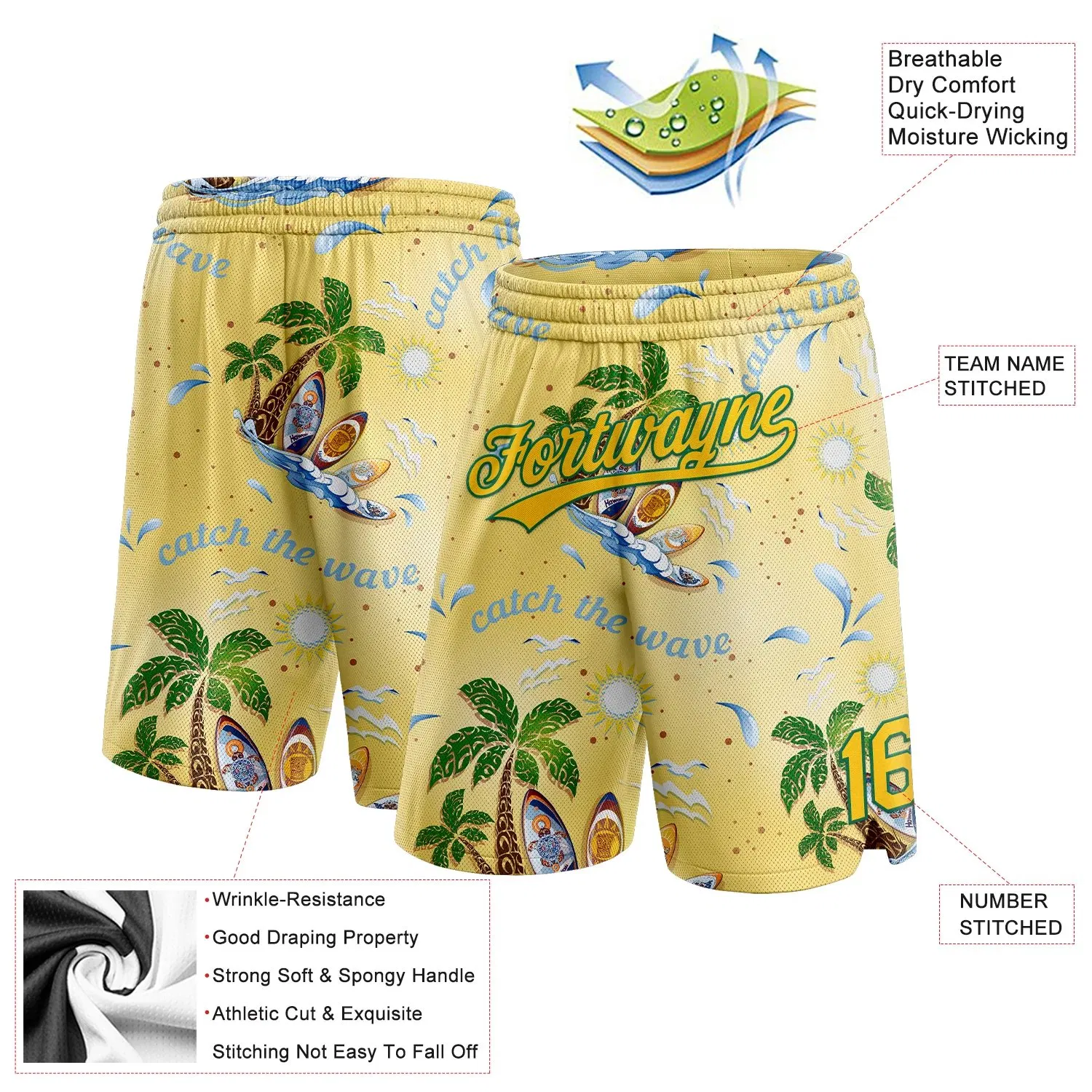 Calções de banho casuais personalizados por atacado impressos leves para homens