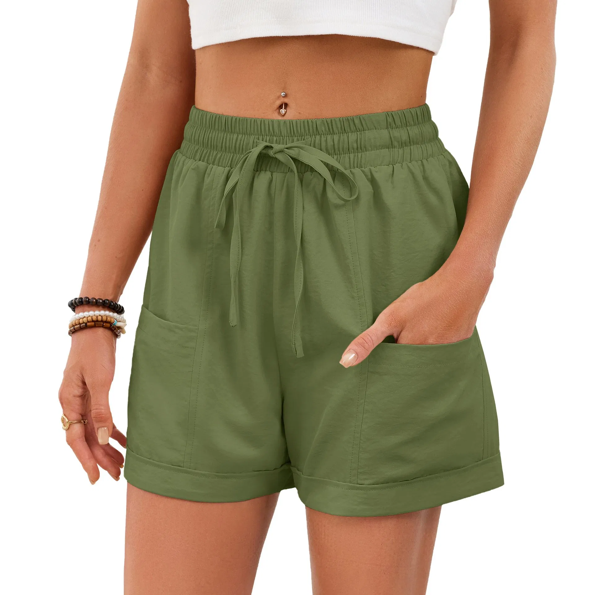 Shorts Casuais em Mistura de Linho e Algodão Orgânico para Mulheres