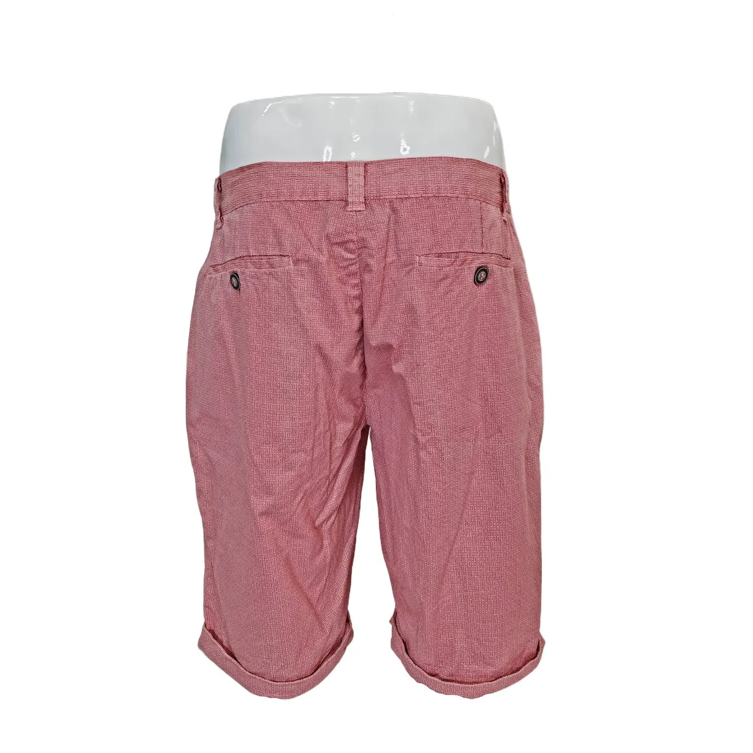 Bermudas Casuais Masculinas Rosa Largas com Barra Dobrada de Algodão para o Verão