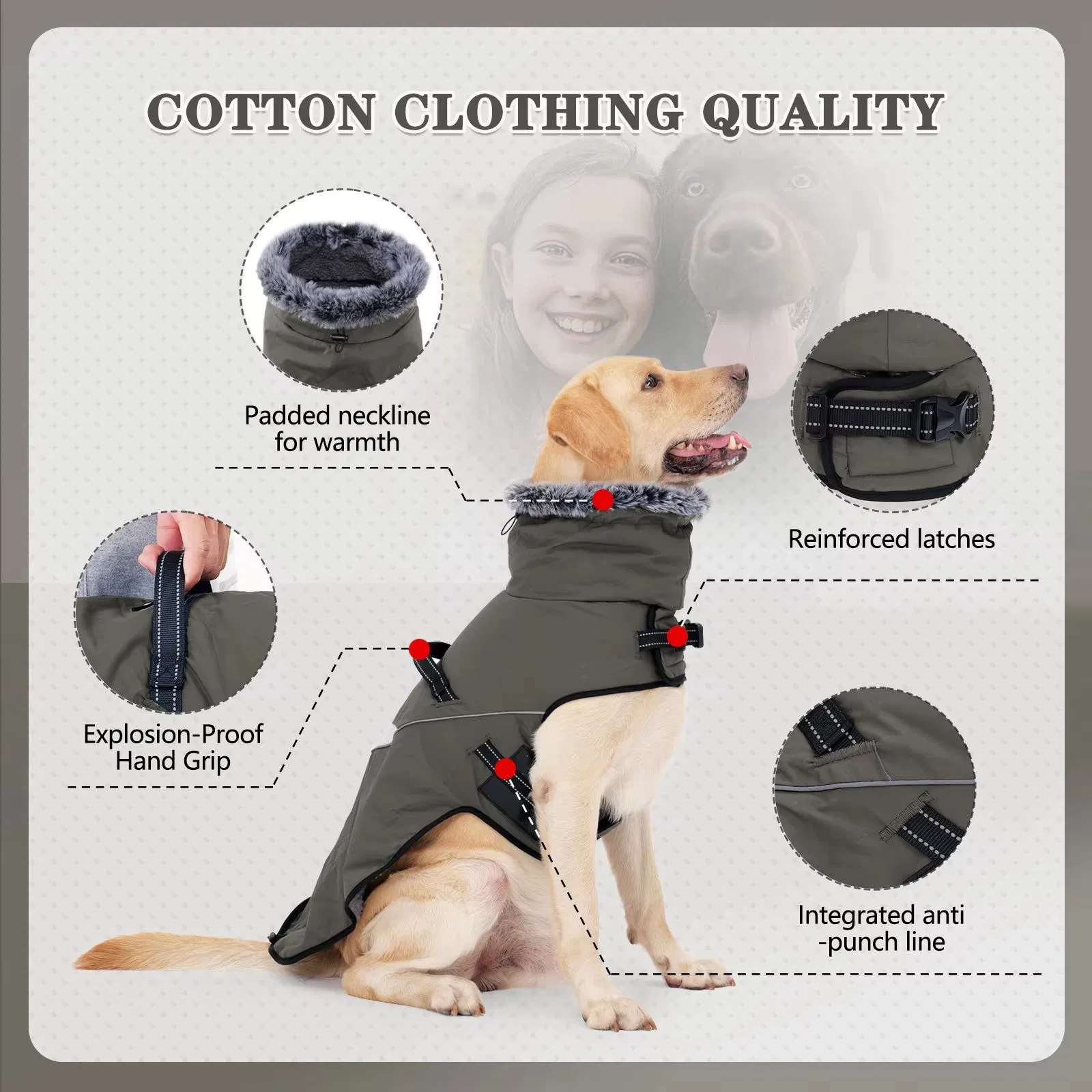 Jaqueta de Cão com Gola de Pele Impermeável para Cães Médios e Grandes, Roupas Quentes e Aumentadas para Poodle e Labrador, Roupas de Designer para Cães