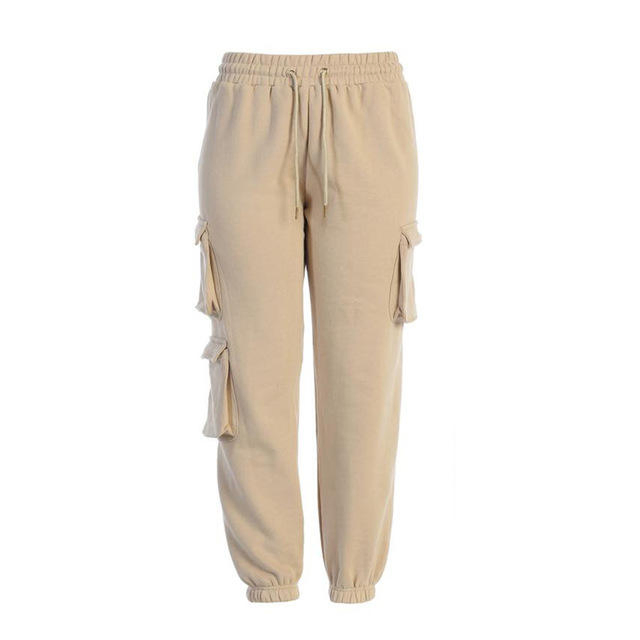 Calças cargo sólidas personalizadas por atacado multicoloridas, stretch, casuais, com cordão, para mulheres