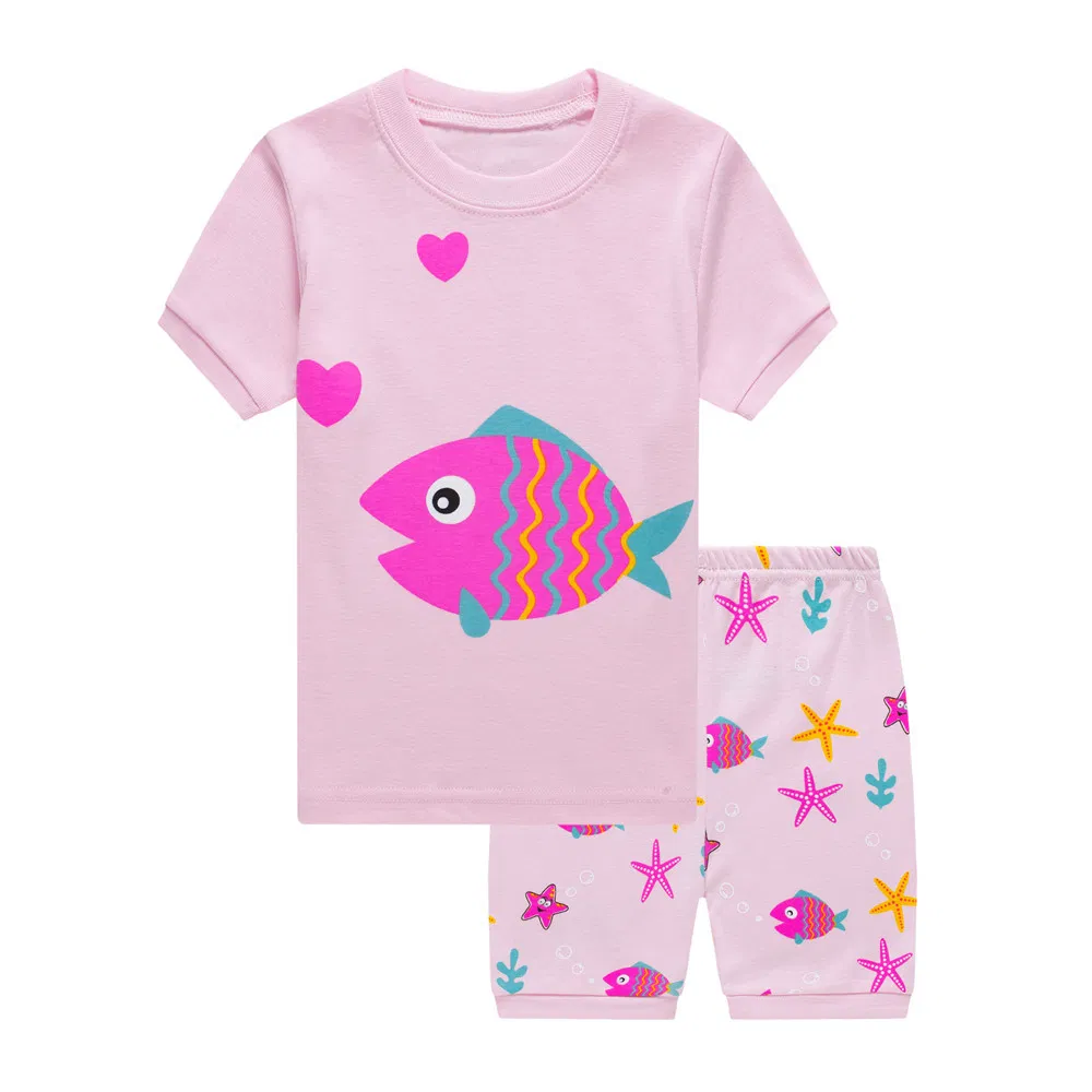 Conjunto de Pijamas para Crianças Roupas Casuais para Meninas e Meninos Fantasia de Verão com Manga Curta Conjuntos de Pijamas para Dormir Roupas Infantis