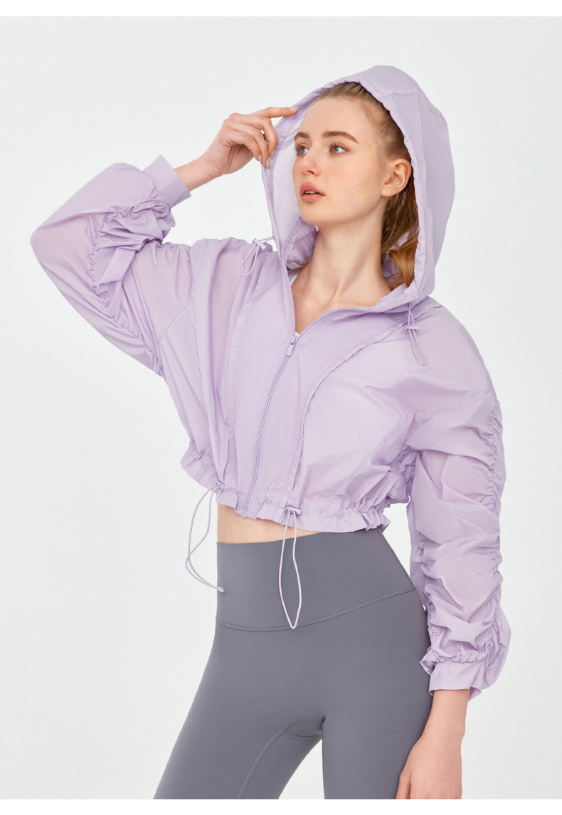 Roupas leves, respiráveis, com proteção solar para mulheres, roupas de ginástica, conjunto de fitness, roupas de pele anti-UV, jaqueta de proteção solar