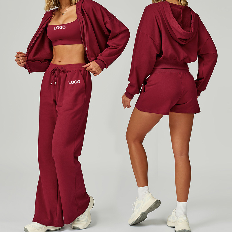 Conjunto esportivo com zíper para outono e inverno, moletom casual com capuz, solto e versátil, roupa de corrida ao ar livre para mulheres