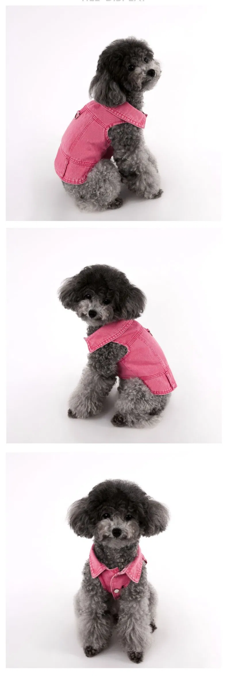 Jaqueta de Denim Lavado para Cachorro, Casaco Estiloso para Pomeranian, Roupas para Animais de Estimação