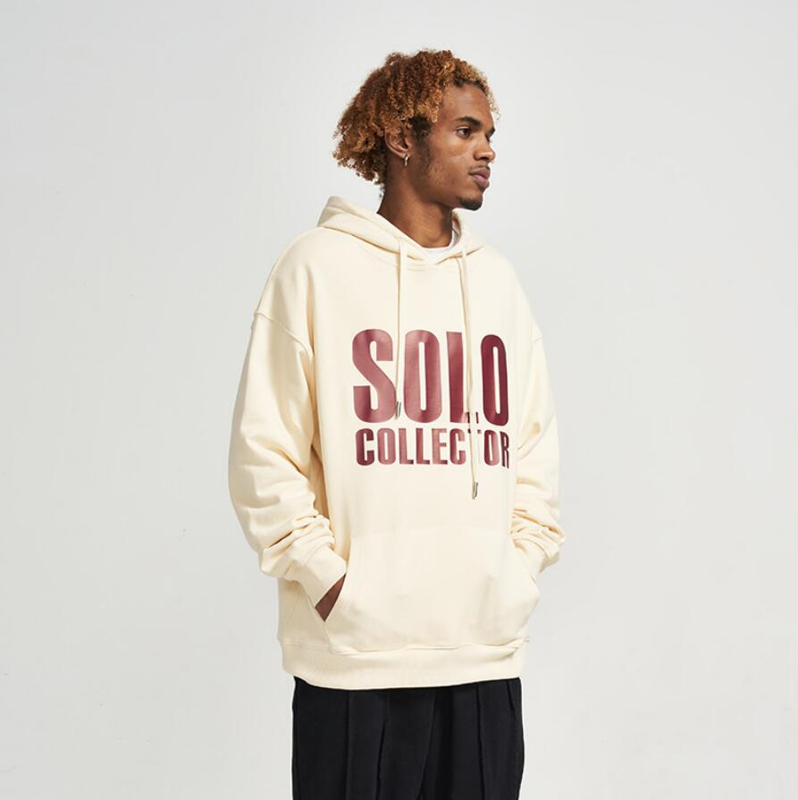 Design personalizado Logotipo Bordado Mens Velo de algodão pesado 400gsm cor-de-laranja Hoody casual ao ar livre agasalho