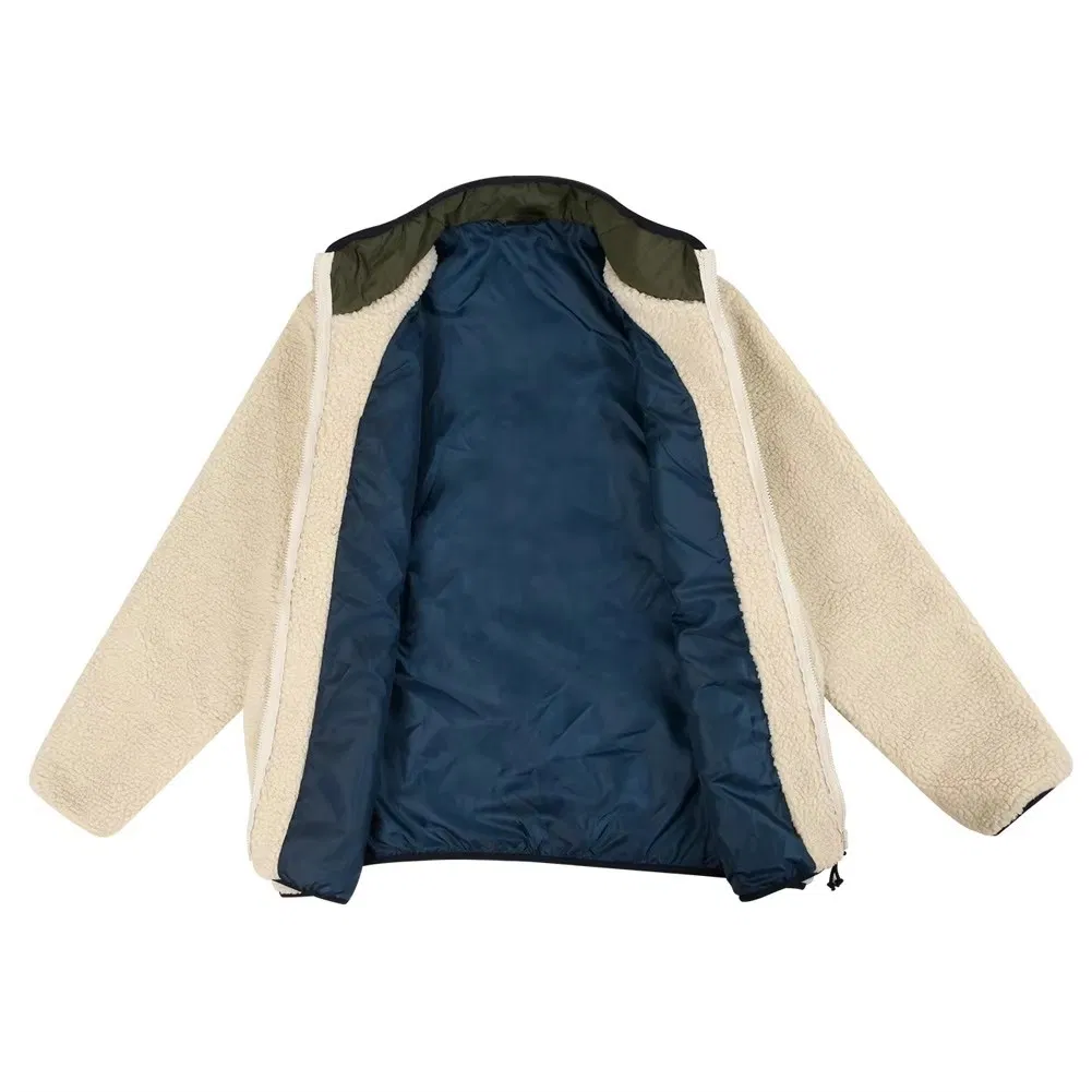 Jaqueta Externa de Inverno com Zíper Completo, Jaquetas de Fleece Polar Casuais com Gola Alta
