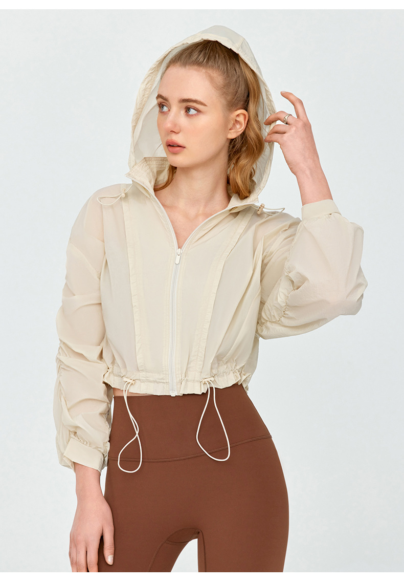 Roupas leves, respiráveis, com proteção solar para mulheres, roupas de ginástica, conjunto de fitness, roupas de pele anti-UV, jaqueta de proteção solar