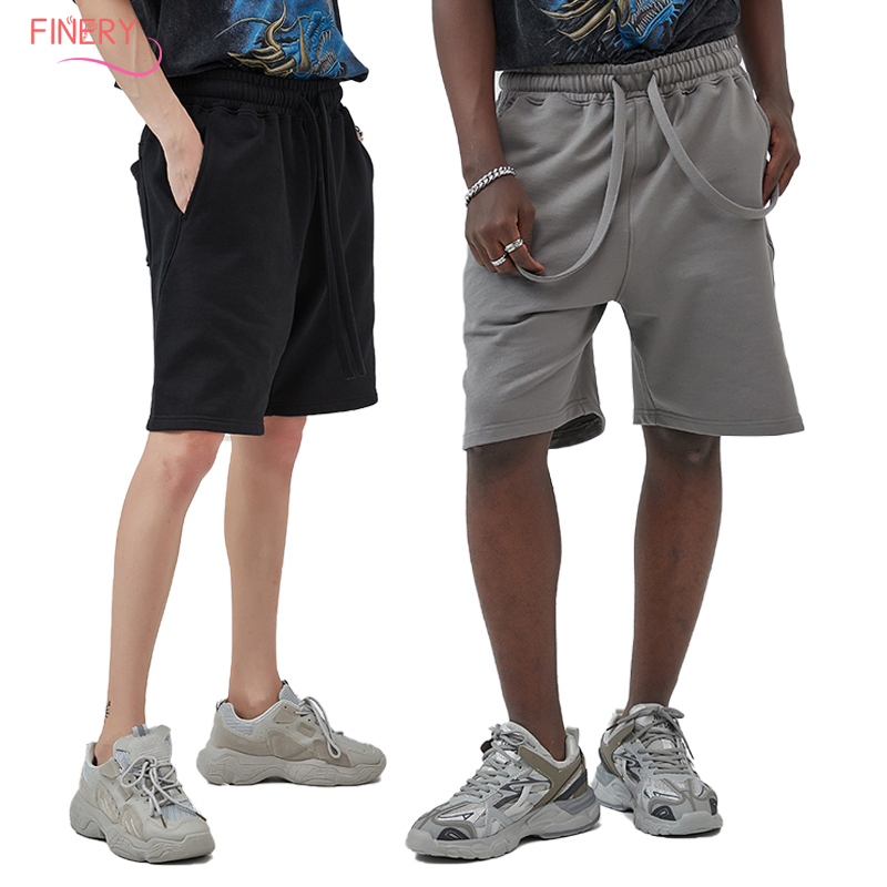 380GSM 100% Calções de Algodão Unissexo em Terry Francês Marca Tendência Soltos com Cordão Casual de Cintura Alta Calções Essenciais para Homens