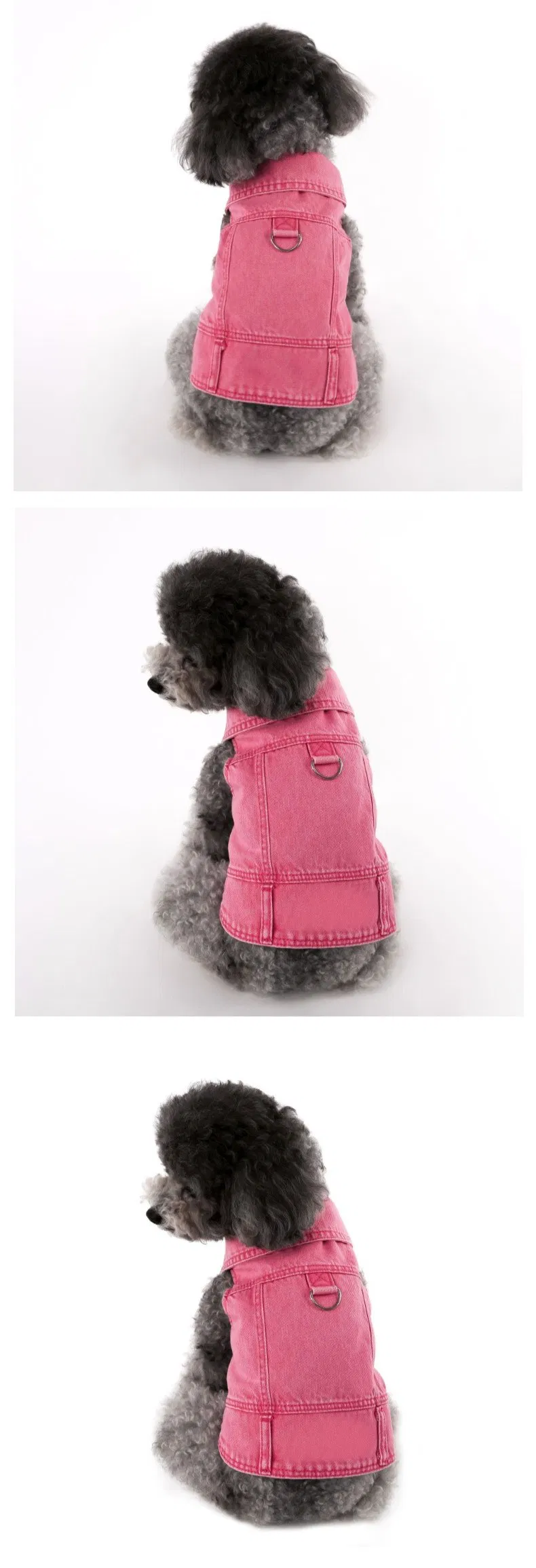 Jaqueta de Denim Lavado para Cachorro, Casaco Estiloso para Pomeranian, Roupas para Animais de Estimação