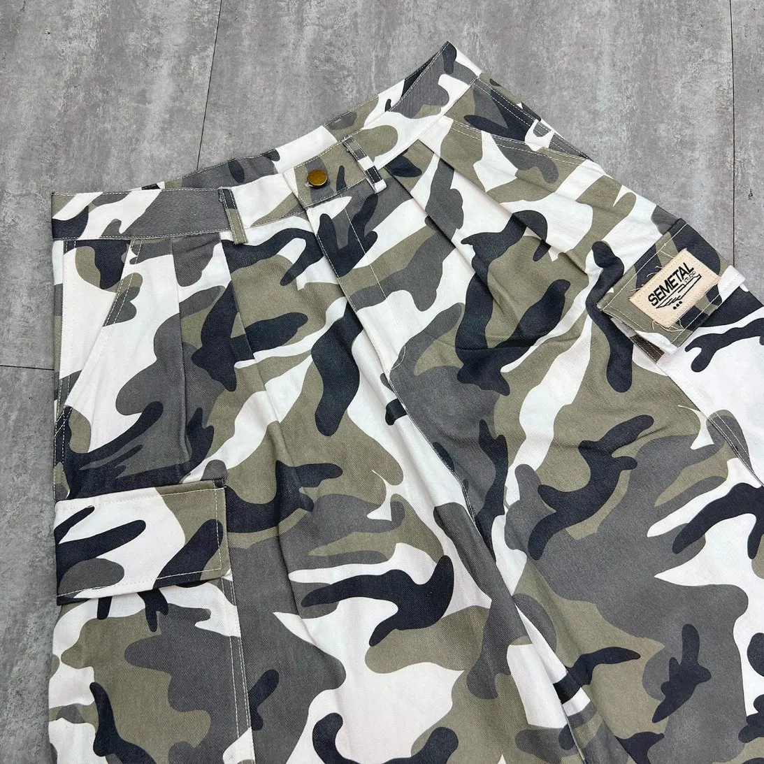Shorts de Moletom de Algodão Personalizados para Rua, Casuais de Verão, Camuflagem, Cargo, Largos para Homens