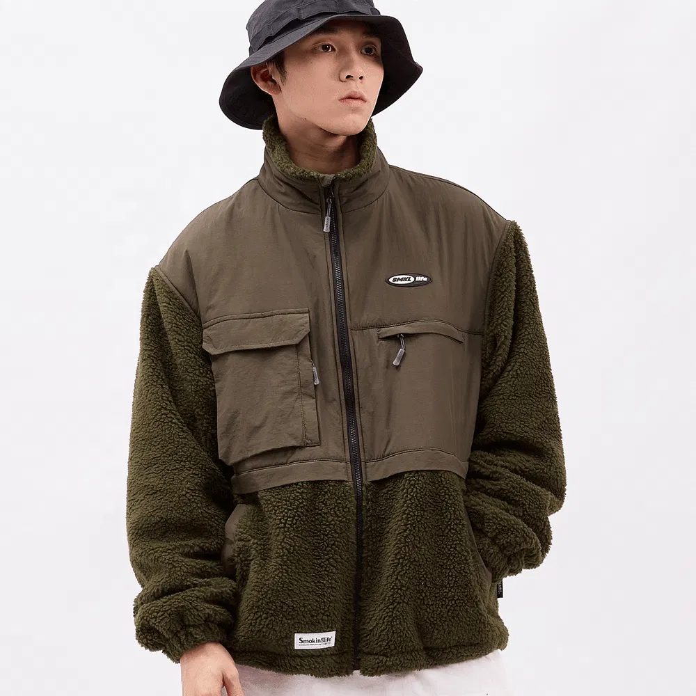 Casaco de Fleece Casual Quente de Inverno Plus Size para Homem