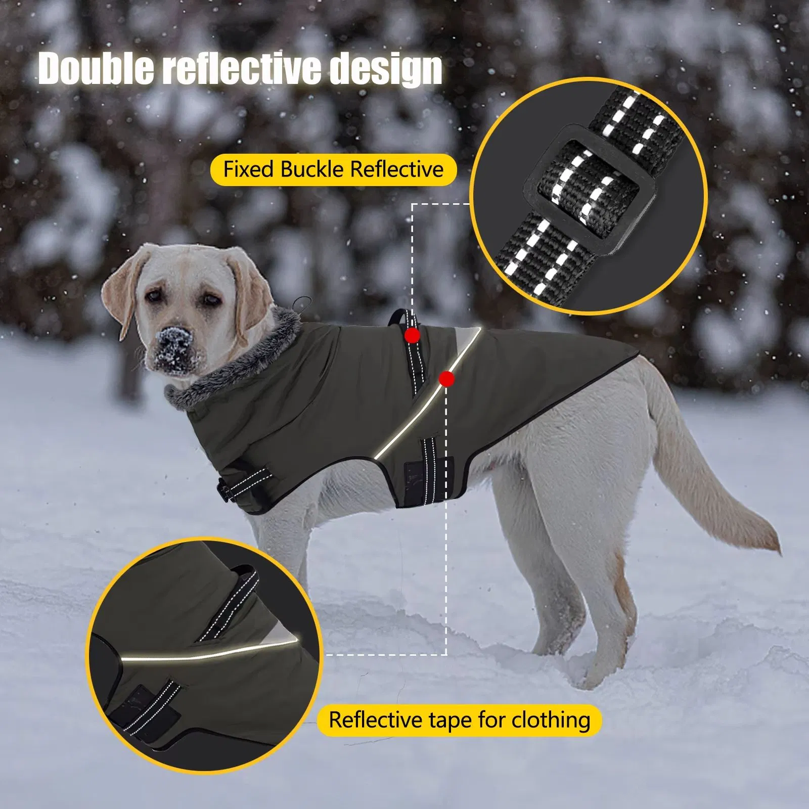 Jaqueta de Cão com Gola de Pele Impermeável para Cães Médios e Grandes, Roupas Quentes e Aumentadas para Poodle e Labrador, Roupas de Designer para Cães