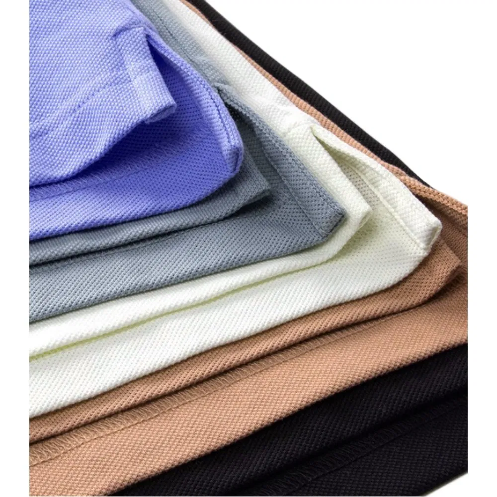 100% Algodão 230GSM Tecidos de Malha de Manga Curta, Camiseta Polo Casual Masculina de Verão Impressa de Manga Curta, Rápido Secagem para Golfe